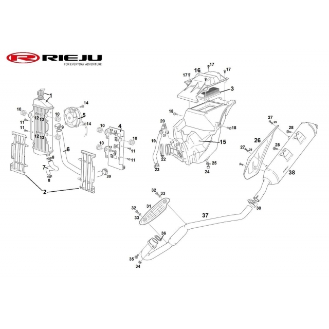 Airbox obudowa filtra powietrza kpl Rieju MTR 125 LC E5, nr 0/000.910.6005