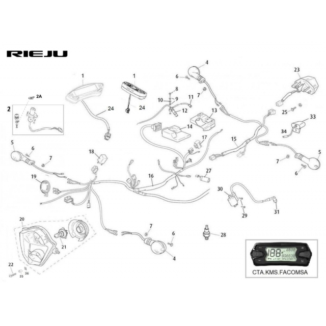 Licznik Rieju MRT SPEEDOMETER EX03 EURO5 WITHOU SENSOR 0/001.000.2110